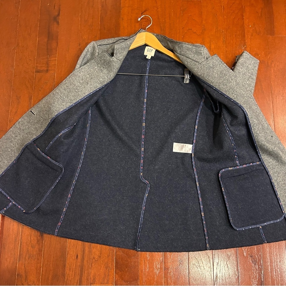 Gap Gray Wool-Blend Stand Collar Blazer (Single-Button) size large color grey - Picture 9 of 9
